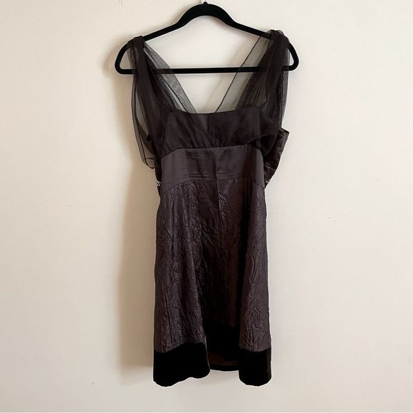 Vintage Y2K whimsygoth / fairycore brown tulle sleeve babydoll / empire dress - Picture 6 of 7